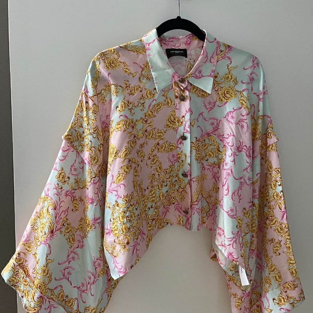 THE KOOPLES  BAROQUE KIMONO STYLE SILK BLOUSE